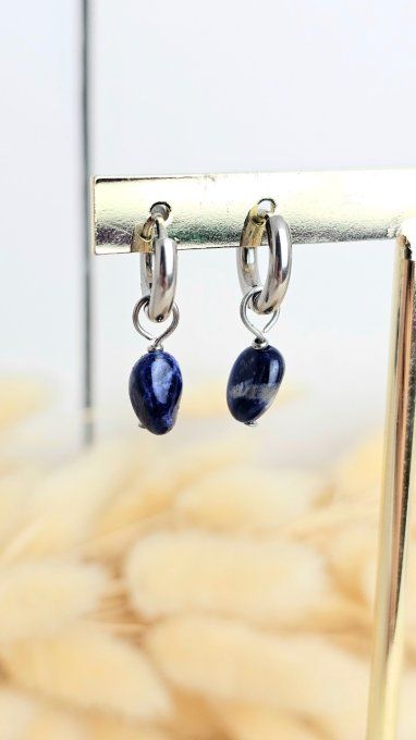 Boucles d'oreilles créole Sodalite