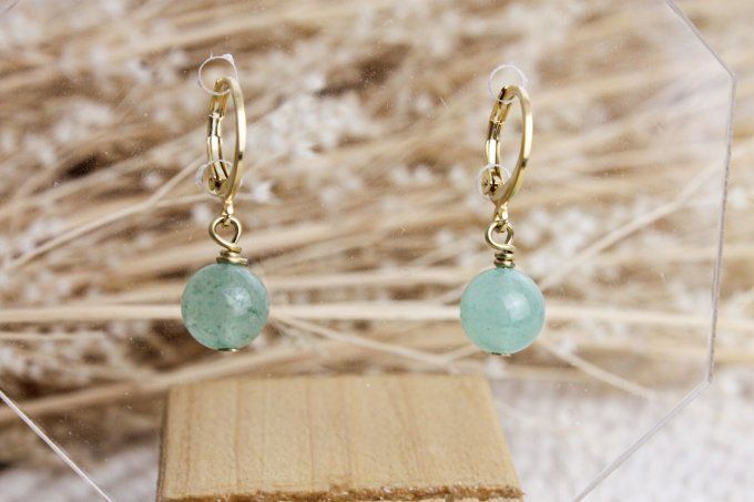 Boucles d'oreilles Aventurine verte