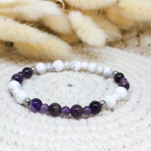 Bracelet Améthyste et Howlite – Apaisement & Clarté Mentale