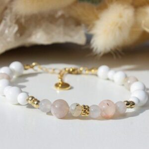 Bracelet Agate fleur de cerisier et Nacre – Douceur & Apaisement Intérieur