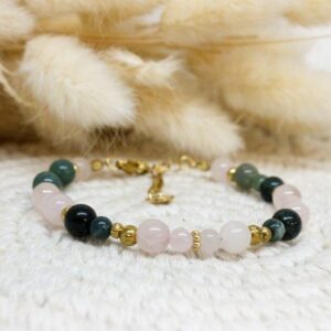 Bracelet Agate mousse & Quartz rose – Douceur & Renouveau du cœur