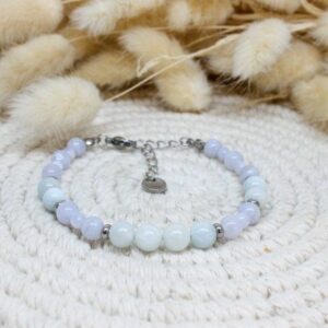 Bracelet Aigue-marine et Calcédoine bleue – Communication & Apaisement Intérieur