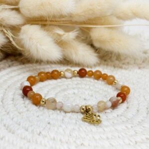 Bracelet Aventurine pêche & Agate fleur de cerisier – Douceur & Épanouissement
