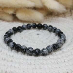 Bracelet Obsidienne flocon de neige