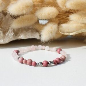 Bracelet Quartz rose et Rhodonite
