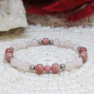 Bracelet Quartz Rose & Rhodonite – Guérison émotionnelle & Harmonie
