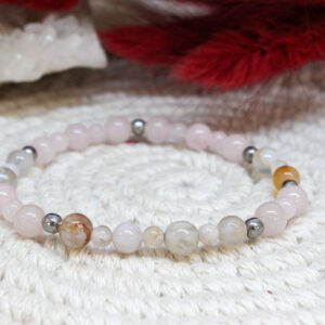 Bracelet Quartz Rose & Agate Fleur de Cerisier – Douceur & Renouveau