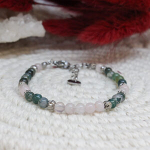 Bracelet Agate Mousse & Quartz Rose – Douceur & Renouveau